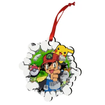 Pokemon brick, Christmas ornament snowflake wooden 7.5cm