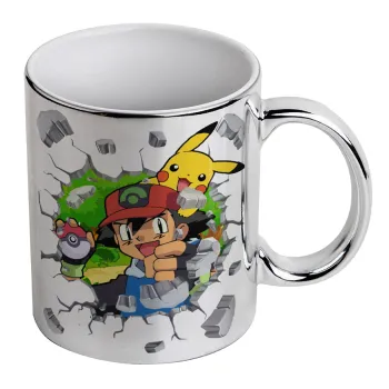 Pokemon brick, Κούπα κεραμική, ασημένια καθρέπτης, 330ml