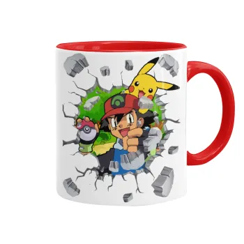 Pokemon brick, Mug colored red, ceramic, 330ml