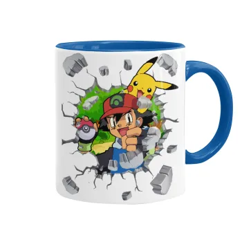 Pokemon brick, Mug colored blue, ceramic, 330ml