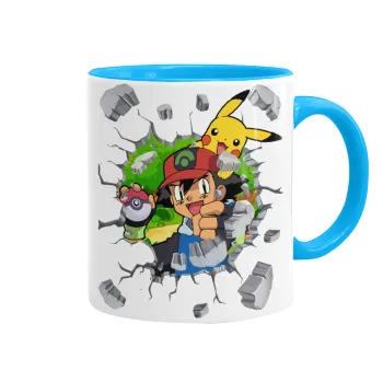 Pokemon brick, Mug colored light blue, ceramic, 330ml