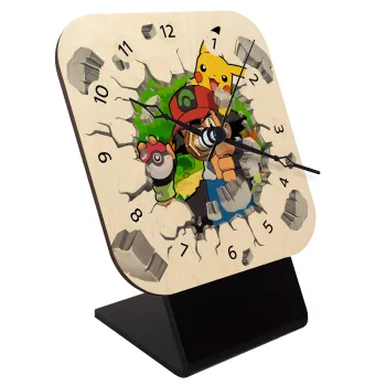 Pokemon brick, Quartz Table clock in natural wood (10cm)