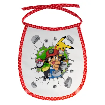 Pokemon brick, Σαλιάρα μωρού αλέκιαστη με κορδόνι Κόκκινη