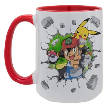 Pokemon brick, Κούπα Mega 15oz, κεραμική Κόκκινη, 450ml