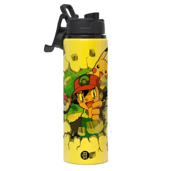 Pokemon brick, Metallic water bottle with safety lid, 850ml aluminum