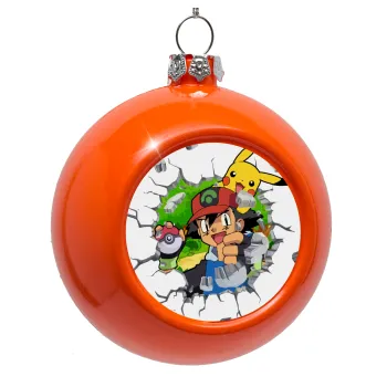 Pokemon brick, Orange Christmas tree ornament bauble 8cm