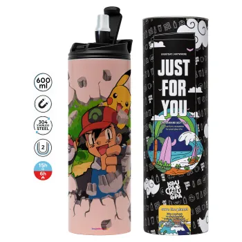 Pokemon brick, Tumbler stainless steel PINK 600ml