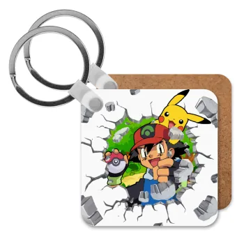 Pokemon brick, Μπρελόκ Ξύλινο τετράγωνο MDF