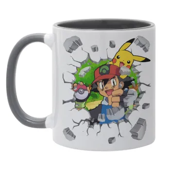 Pokemon brick, Κούπα χρωματιστή γκρι, κεραμική, 330ml