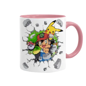 Pokemon brick, Mug colored pink, ceramic, 330ml