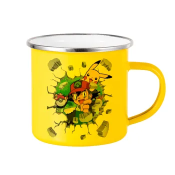 Pokemon brick, Κούπα Μεταλλική εμαγιέ Κίτρινη 360ml