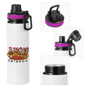 FRIENDS xmas, Μεταλλικό παγούρι νερού με καπάκι ασφαλείας, αλουμινίου 850ml