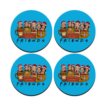 FRIENDS xmas, SET of 4 round wooden coasters (9cm)
