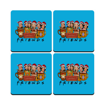 FRIENDS xmas, ΣΕΤ 4 Σουβέρ ξύλινα τετράγωνα (9cm)