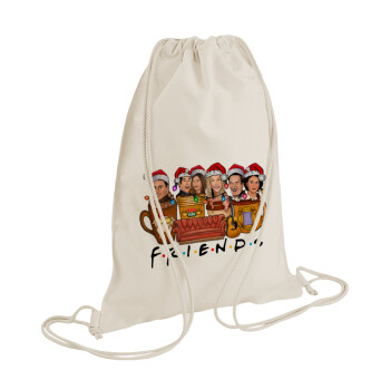 FRIENDS xmas, Τσάντα πλάτης πουγκί GYMBAG natural (28x40cm)