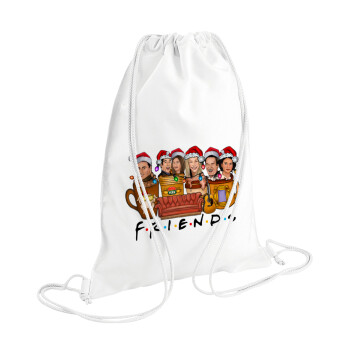 FRIENDS xmas, Τσάντα πλάτης πουγκί GYMBAG λευκή (28x40cm)