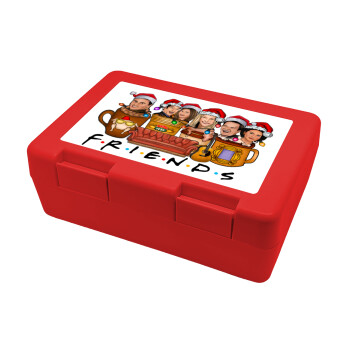 FRIENDS xmas, Children's cookie container RED 185x128x65mm (BPA free plastic)