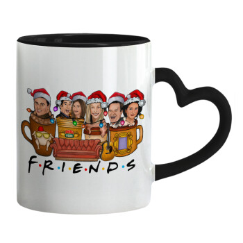 FRIENDS xmas, Mug heart black handle, ceramic, 330ml
