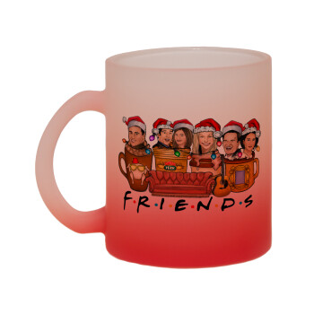 FRIENDS xmas, Κούπα γυάλινη δίχρωμη με βάση το κόκκινο ματ, 330ml