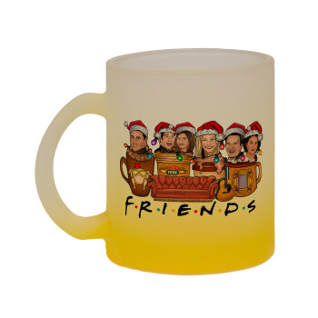 FRIENDS xmas, Κούπα γυάλινη δίχρωμη με βάση το κίτρινο ματ, 330ml