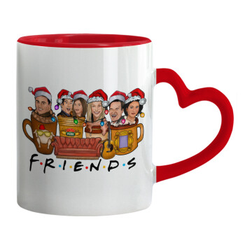 FRIENDS xmas, Mug heart red handle, ceramic, 330ml
