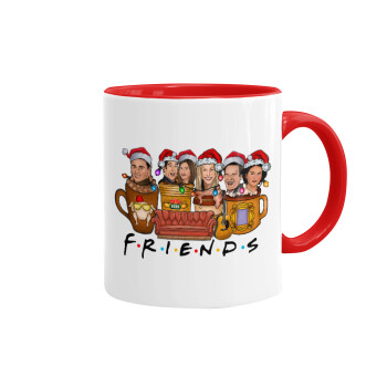 FRIENDS xmas, Κούπα χρωματιστή κόκκινη, κεραμική, 330ml