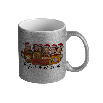 FRIENDS xmas, Κούπα Ασημένια Glitter που γυαλίζει, κεραμική, 330ml