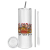 Tumbler stainless steel 600ml, with metal straw & cleaning brush