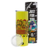 Neon Yellow Travel Tumbler, with metal straw (Stainless steel 304 Food grade, BPA free, 600ml)