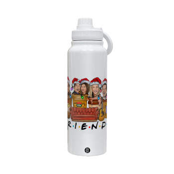 FRIENDS xmas, 1L Stainless Steel Thermal Bottle with Phone Holder & Double Wall Insulation