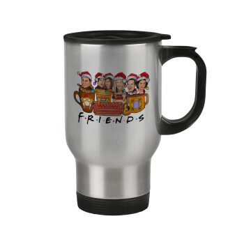 FRIENDS xmas, Stainless steel travel mug with lid, double wall 450ml