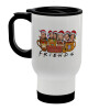 FRIENDS xmas, Stainless steel travel mug with lid, double wall (warm) white 450ml