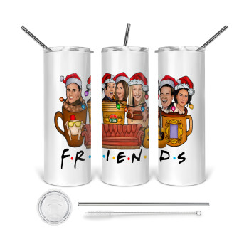 FRIENDS xmas, Tumbler stainless steel 600ml, with metal straw & cleaning brush