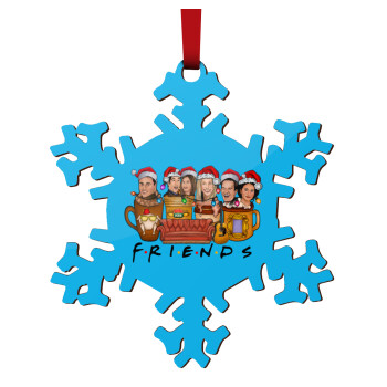 FRIENDS xmas, Χριστουγεννιάτικο στολίδι νιφάδα ξύλινο 9cm