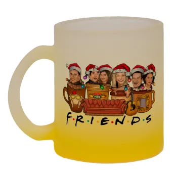 FRIENDS xmas, Κούπα γυάλινη δίχρωμη με βάση το κίτρινο ματ, 330ml