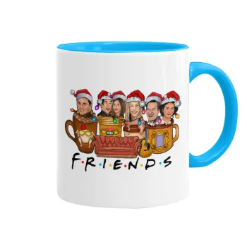 FRIENDS xmas, Mug colored light blue, ceramic, 330ml
