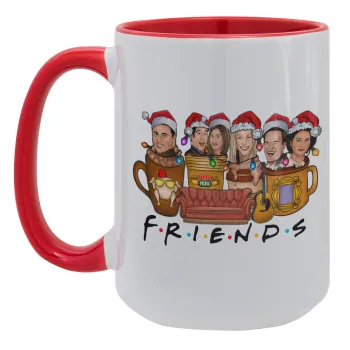 FRIENDS xmas, Κούπα Mega 15oz, κεραμική Κόκκινη, 450ml