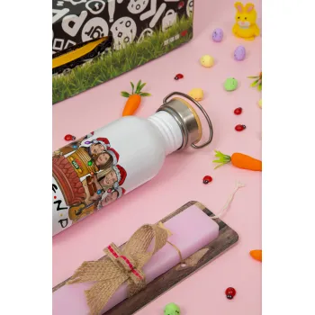 FRIENDS xmas, Πασχαλινή Λαμπάδα με παγούρι μεταλλικό (620ml, stainless steel) & κερί αρωματικό πλακέ (30cm) (ΡΟΖ)