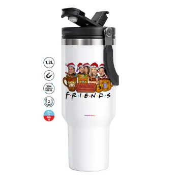 FRIENDS xmas, Mega Tumbler με καπάκι, διπλού τοιχώματος (θερμό) 1,2L