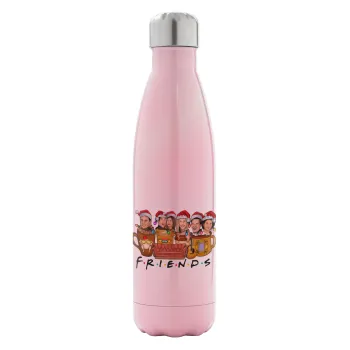 FRIENDS xmas, Metal mug thermos Pink Iridiscent (Stainless steel), double wall, 500ml