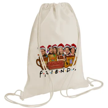 FRIENDS xmas, Τσάντα πλάτης πουγκί GYMBAG natural (28x40cm)