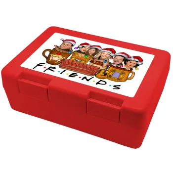 FRIENDS xmas, Children's cookie container RED 185x128x65mm (BPA free plastic)