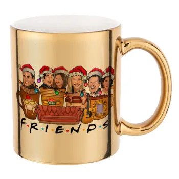 FRIENDS xmas, Mug ceramic, gold mirror, 330ml