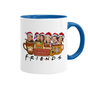 FRIENDS xmas, Κούπα χρωματιστή μπλε, κεραμική, 330ml