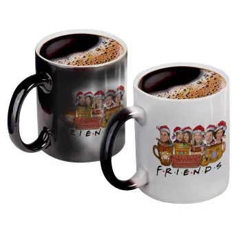 FRIENDS xmas, Color changing magic Mug, ceramic, 330ml when adding hot liquid inside, the black colour desappears (1 pcs)