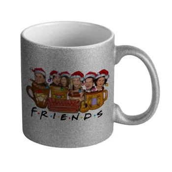 FRIENDS xmas, Κούπα Ασημένια Glitter που γυαλίζει, κεραμική, 330ml