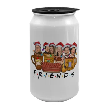 FRIENDS xmas, Κούπα ταξιδιού μεταλλική με καπάκι (tin-can) 500ml