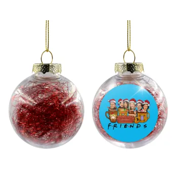 FRIENDS xmas, Transparent Christmas tree ball ornament with red filling 8cm