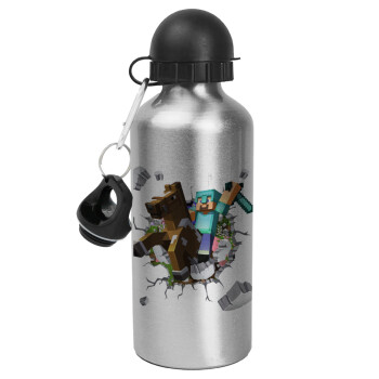 Minecraft brick, Μεταλλικό παγούρι νερού, Ασημένιο, αλουμινίου 500ml