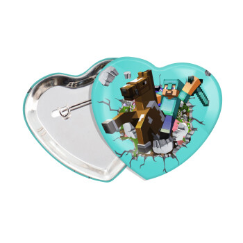 Minecraft brick, Κονκάρδα παραμάνα καρδιά (57x52mm)